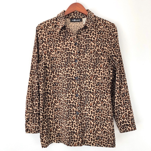 Vintage Tops - SOLD Vintage Sag Harbor | Leopard Print Button Dow